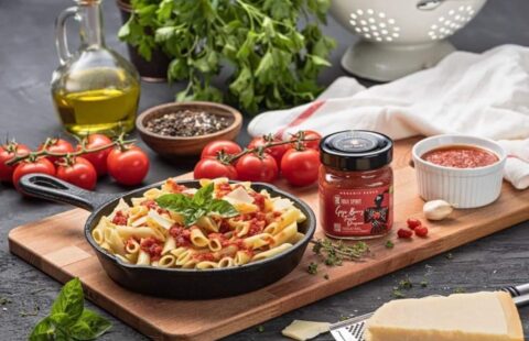 Pasta with Tomato Sauce-Goji berry-Oregano and Parmesan